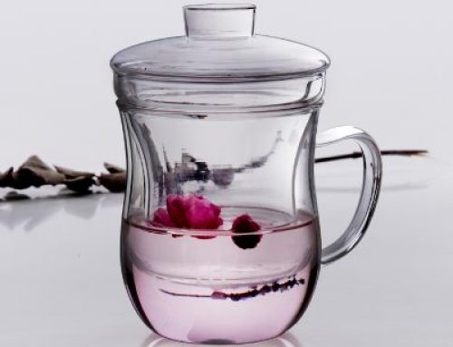 350ml handmade glass cup with infuser and lid