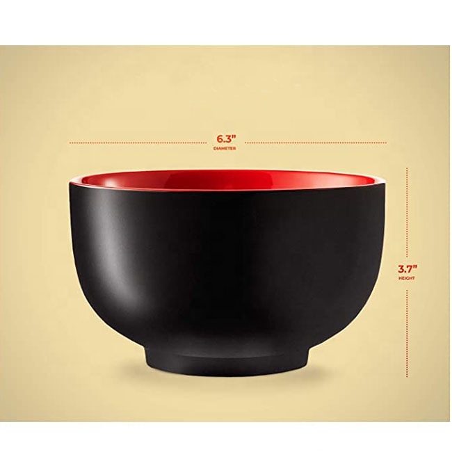 Deep interior japanese ceramic noodle bowl