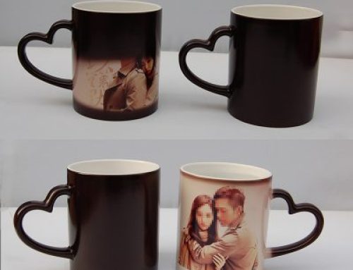 Heat sensitive coated heart handle sublimation mug