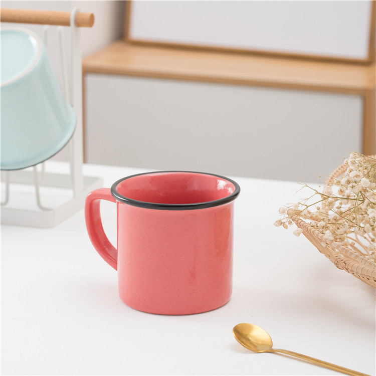 Wholesale plain reactive multicolored enamel mug