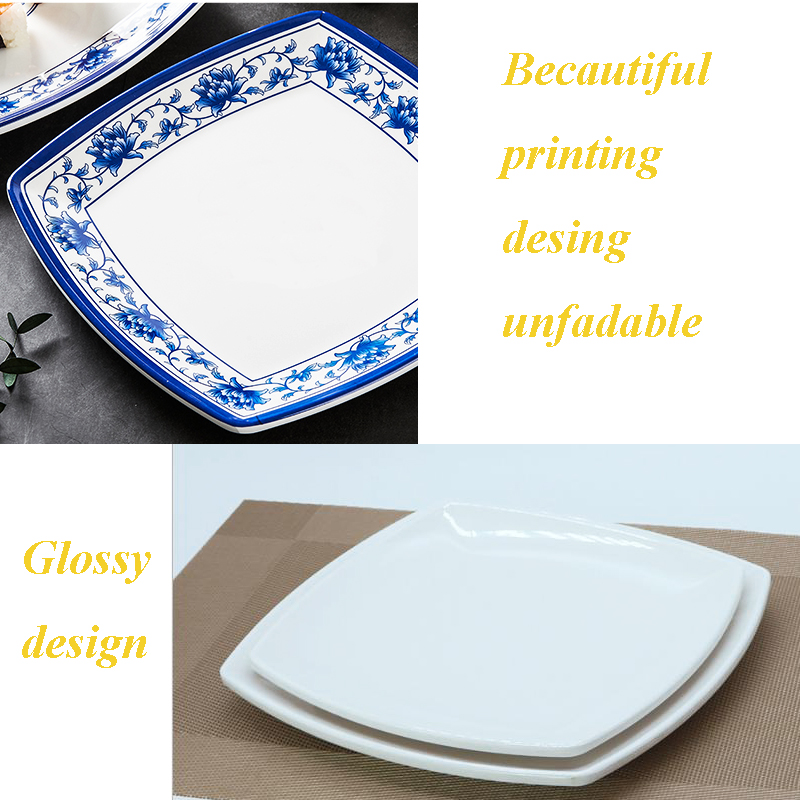Restaurant food serving melamine square plate