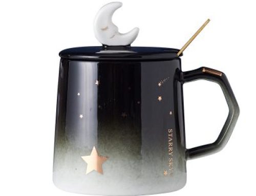 Starry sky ceramic cup with moon lid